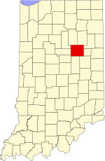 Map of Indiana highlighting Grant County