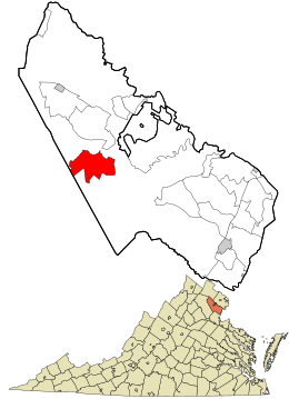 Location in Prince William County and the state of Virginia.