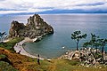 Image 33The Shamanka Шаманка [ru], a holy rock in Shamanism and one of the 9 most holy places in Asia, on the westcoast of Olkhon (from List of islands of Russia)