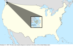 Map of the change to the international disputes involving the United States in central North America on October 21, 1872