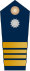 Blue epaulette with a silver button and big, small, small, big golden stripe