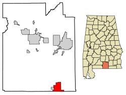 Location of Florala in Covington County, Alabama.