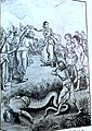 Image 29Lord Vishnu took the form of Beauty Mohini and distributed the Amrita (Ambrosia, Elixir) to Devas. When Rahu (snake dragon) tried to steal the Amrita, his head was cut off (from List of mythological objects)