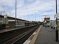 A broad view of the two platforms, next to the M62 bridge.