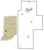 Location of Carbon in Clay County, Indiana.