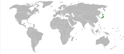 JapanとSwitzerlandの位置を示した地図