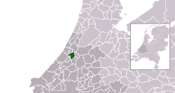 Highlighted position of Leiden in a municipal map of South Holland