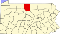 Map of Pennsylvania highlighting Potter County