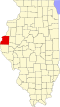 State map highlighting Hancock County