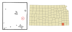 Location within Montgomery County and Kansas