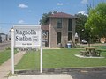 Magnolia Station, a U.S. Route 66 roadside attraction near the Oldham County Courthouse in Vega