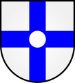 Argent a cross azure pierced of the field