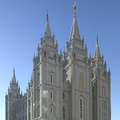 Closer view of the East and South sides of the Salt Lake Temple, September 2004