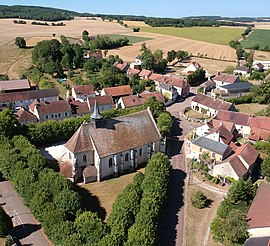 Aerial view of Sougères-en-Puisaye (2018).