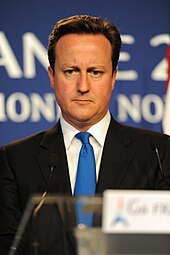 The blue necktie of former British Prime Minister David Cameron represented his Conservative Party.