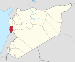 Map of Syria with Tartus highlighted