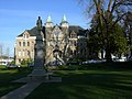 A view of the Old Capitol with statue of J. R. Rogers, first governor of Washington State.