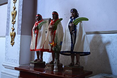 Cristobal (centre) was murdered by his father and is one of the Child Martyrs of Tlaxcala, who were canonization as saints by Pope Francis in 2017.