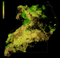 Image 16Forest Landscape Integrity Index 2019 map of Uganda. Forest condition measured by degree of anthropogenic modification. 0 = Most modification; 10= Least. Created in Google Earth Engine. National boundaries = LSIB 2017: Large Scale International Boundary Polygons, Detailed, US Officer of the Geographer (from Uganda)