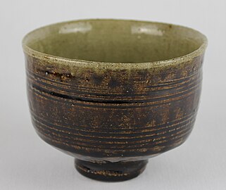 Thrown, Combed tea bowl by Shoji Hamada