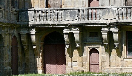 Renaissance combination of Doric pilasters and corbels of the Château du Pailly, Le Pailly, France, unknown architect, 1563-1573