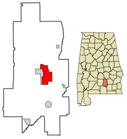 Location of Luverne in Crenshaw County, Alabama.