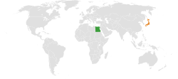 Map indicating locations of Egypt and Japan