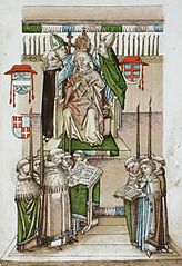 Поставяне на тиарата на новия папа Мартин V (1464)