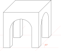 Schrägprojektion, sog. „Kabinettperspektive“ (auch „Kavalierperspektive“)