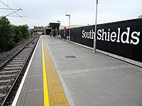 The current (resited) Metro station, photographed in August 2019, shortly after reopening.