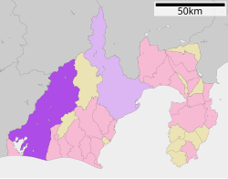 Lokasi Hamamatsu di Prefektur Shizuoka