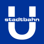 A logo in blue calors with U and Stadtbahn writen in white.