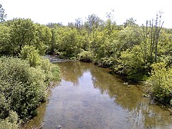 A color photograph of the Clinton River in Macomb County, Michigan