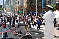 A rear Admiral of the United States Navy speaks to young people who are preparing the Juneteenth march in San Francisco, 2006