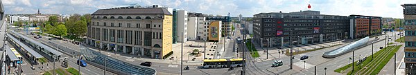 View from Zentralhaltestelle to "Das Tietz", Reitbahnstrasse and Moritzhof (left to right)