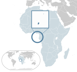 Location of São Tomé and Príncipe (dark blue) in Africa (light blue)
