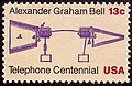 Telephone Centennial Issue 13¢ postage stamp tribute to Bell, United States, 1976.