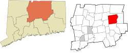 Tolland's location within the Capitol Planning Region and the state of Connecticut