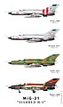 MiG-21S (Fishbed-J) MiG-21R (Fishbed-H) MiG-21SMT (Fishbed-K) MiG-21MF (Fishbed-J)