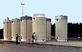 Image 58Dry cask storage vessels storing spent nuclear fuel assemblies (from Nuclear power)