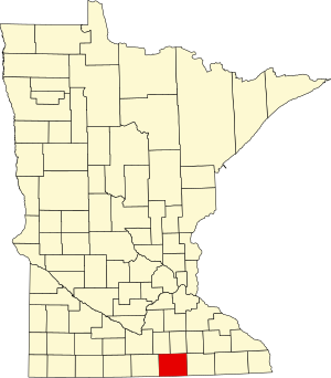 Map of Minnesota highlighting Freeborn County