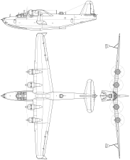 Kawanishi H8K showing two steps on the hull, a skeg at the second step and spray strips under the forebody