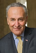 Een foto van de Democratische Senaatsleider Chuck Schumer