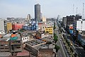 Aerial view: the church, former French embassy (left), Wilson Avenue (right), Justice Palace, Sheraton Hotel and Civic Centre (background) can all be seen