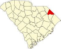 Locatie van Dillon County in South Carolina