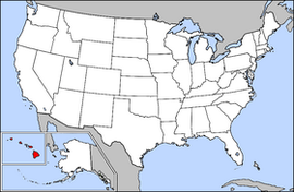 Map of the United States with Hawaii highlighted