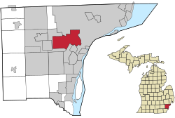 Location within Wayne County