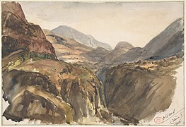 Oisans (Isère), aquarelle de Paul Huet, 1858.