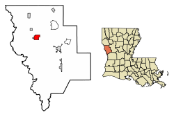 Location of Zwolle in Sabine Parish, Louisiana.