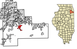 Location of Manhattan in Will County, Illinois.